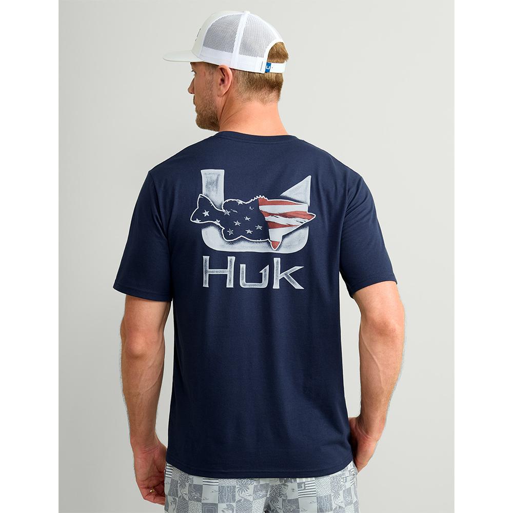 Huk Fish Flag Performance Short Sleeve Shirt Naval Academy S