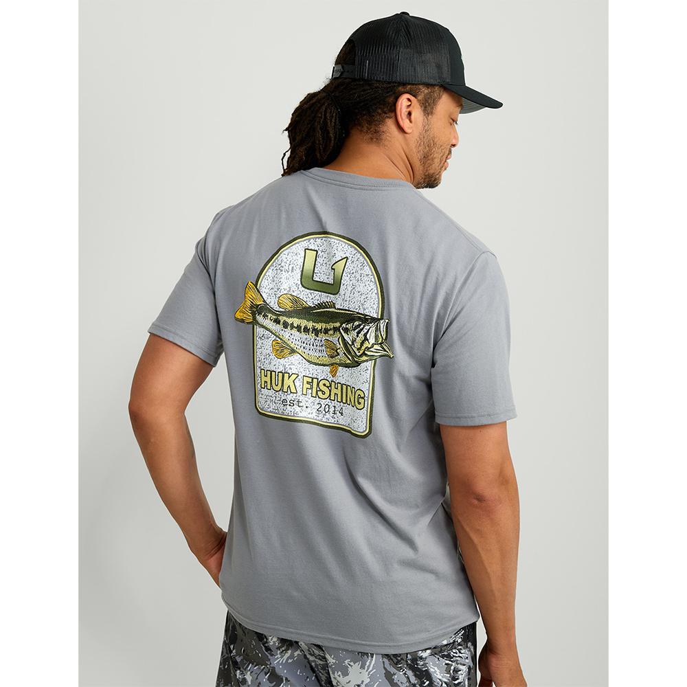 Huk KC Badge Series 50/50 Cotton Blend Short Sleeve Shirt Night Owl Size L