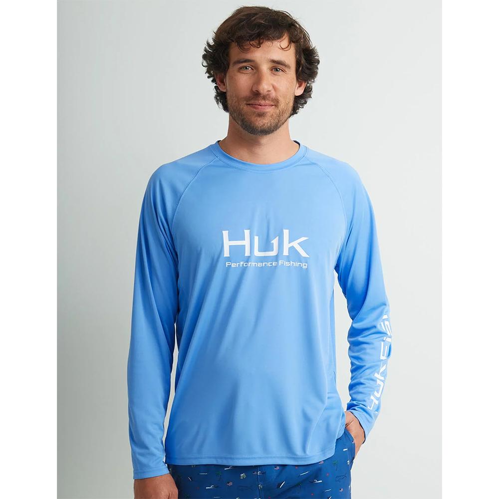 Huk Vented Pursuit Long Sleeve Fishing Shirt Marolina Blue XL with UPF 50 Protection