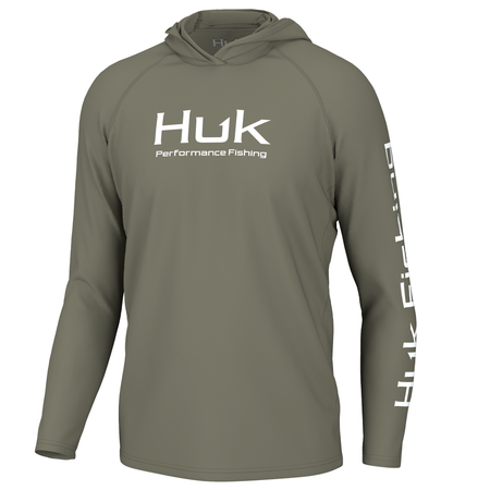 Huk Vented Pursuit LS Hoodie Moss S UPF 50+ Moisture Transport