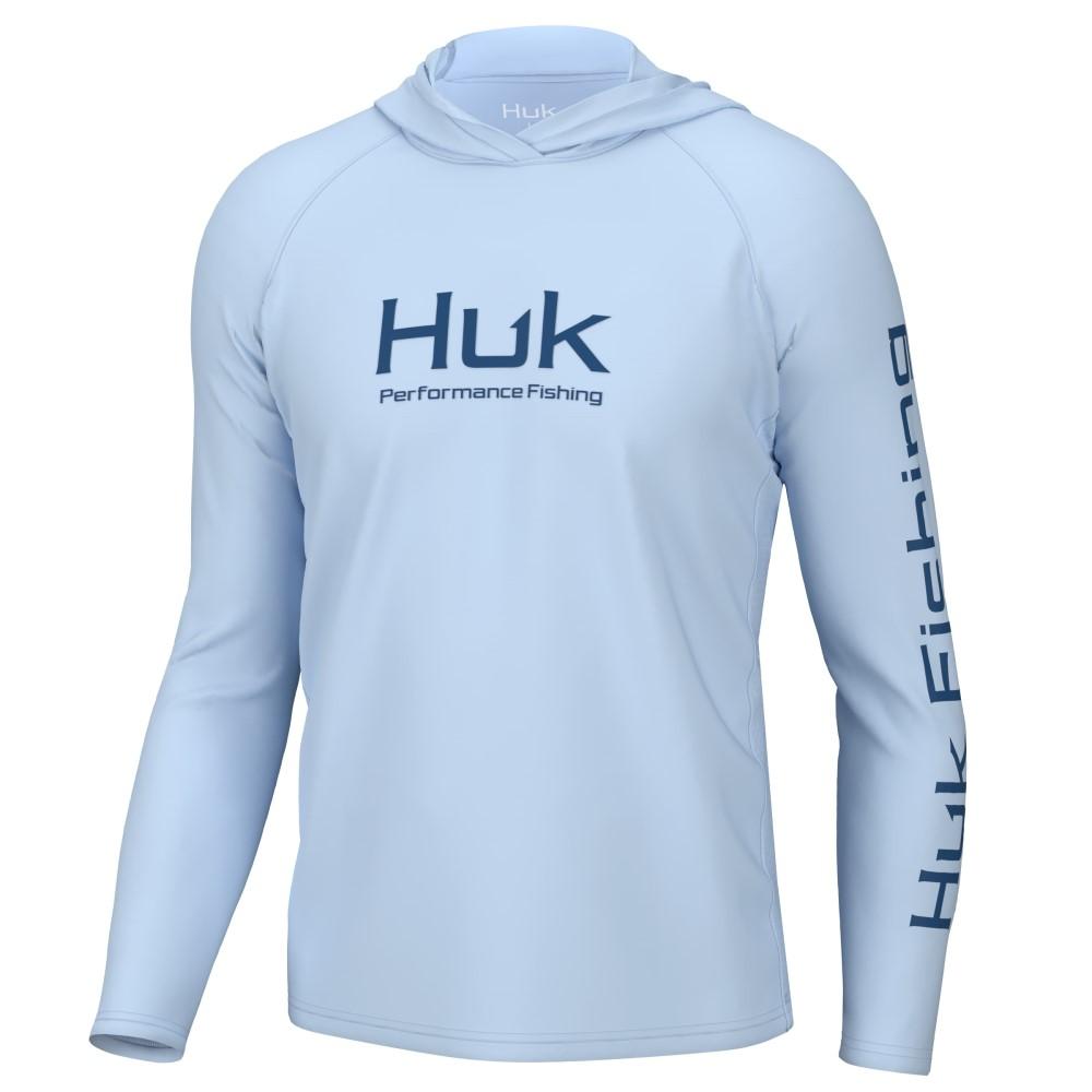 Huk Pursuit Vented Hooded Long Sleeve Fishing Shirt Ice Water 2XL