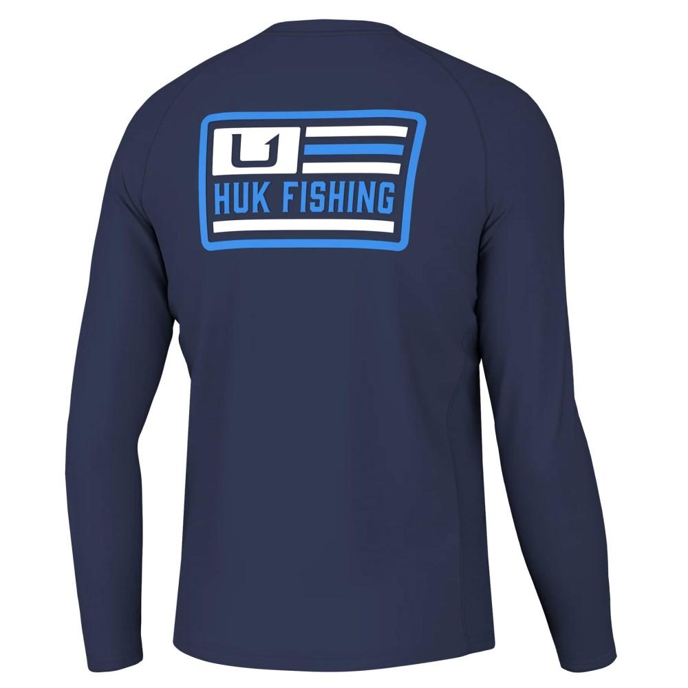 Huk Farm Pursuit Crew Neck Long Sleeve Sun Shirt Naval Academy S