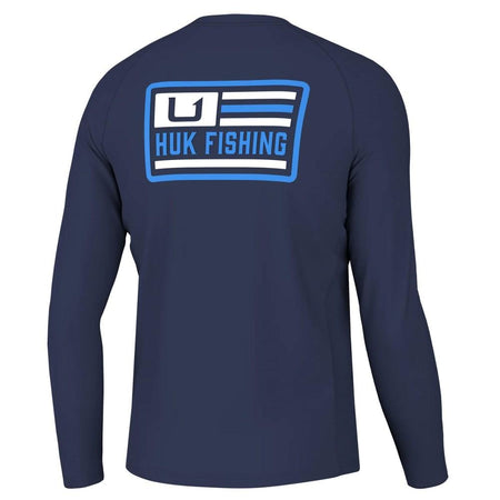 Huk Farm Pursuit Crew Neck Long Sleeve Sun Shirt Naval Academy S