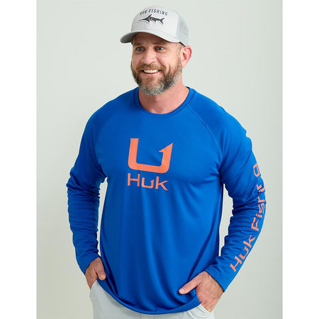 Huk Icon Crew Long Sleeve UPF 50+ Shirt Ocean Blue M