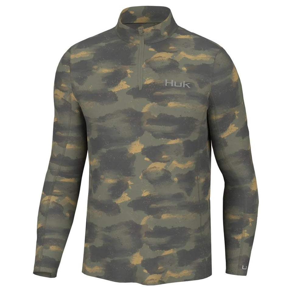 Huk Camden Coldfront 1/4 Zip Shirt Camden Moss Size Medium