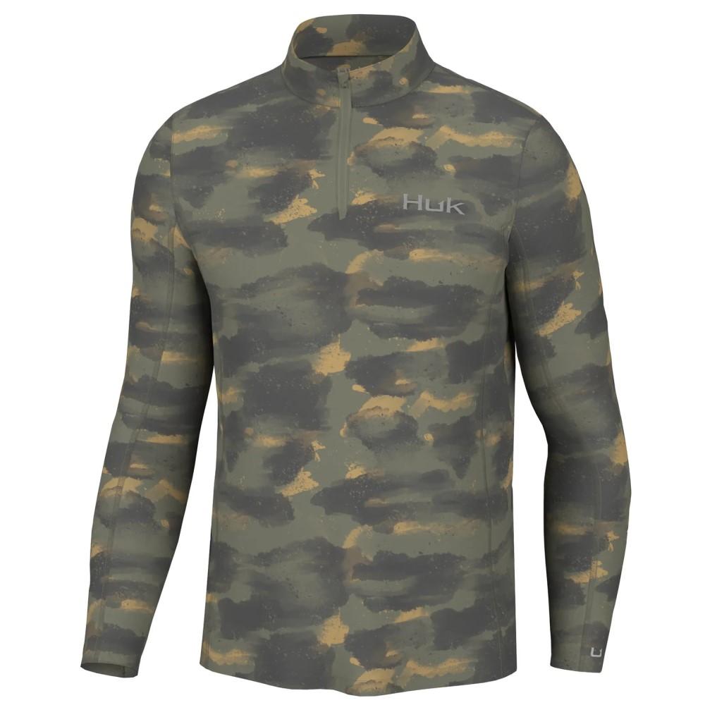 Huk Camden Coldfront Quarter Zip Long Sleeve Shirt Camden Moss Size XL
