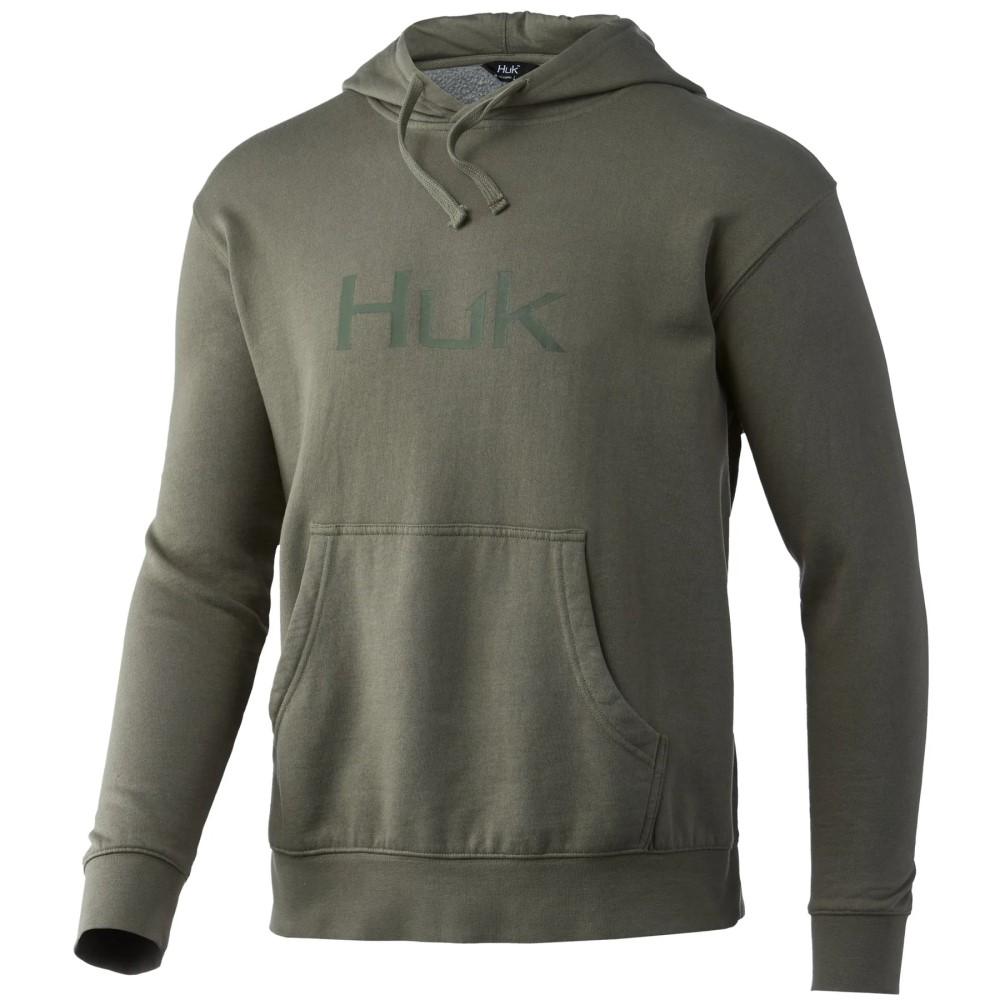 Huk Moss Green Logo Cotton Hoodie Size Small