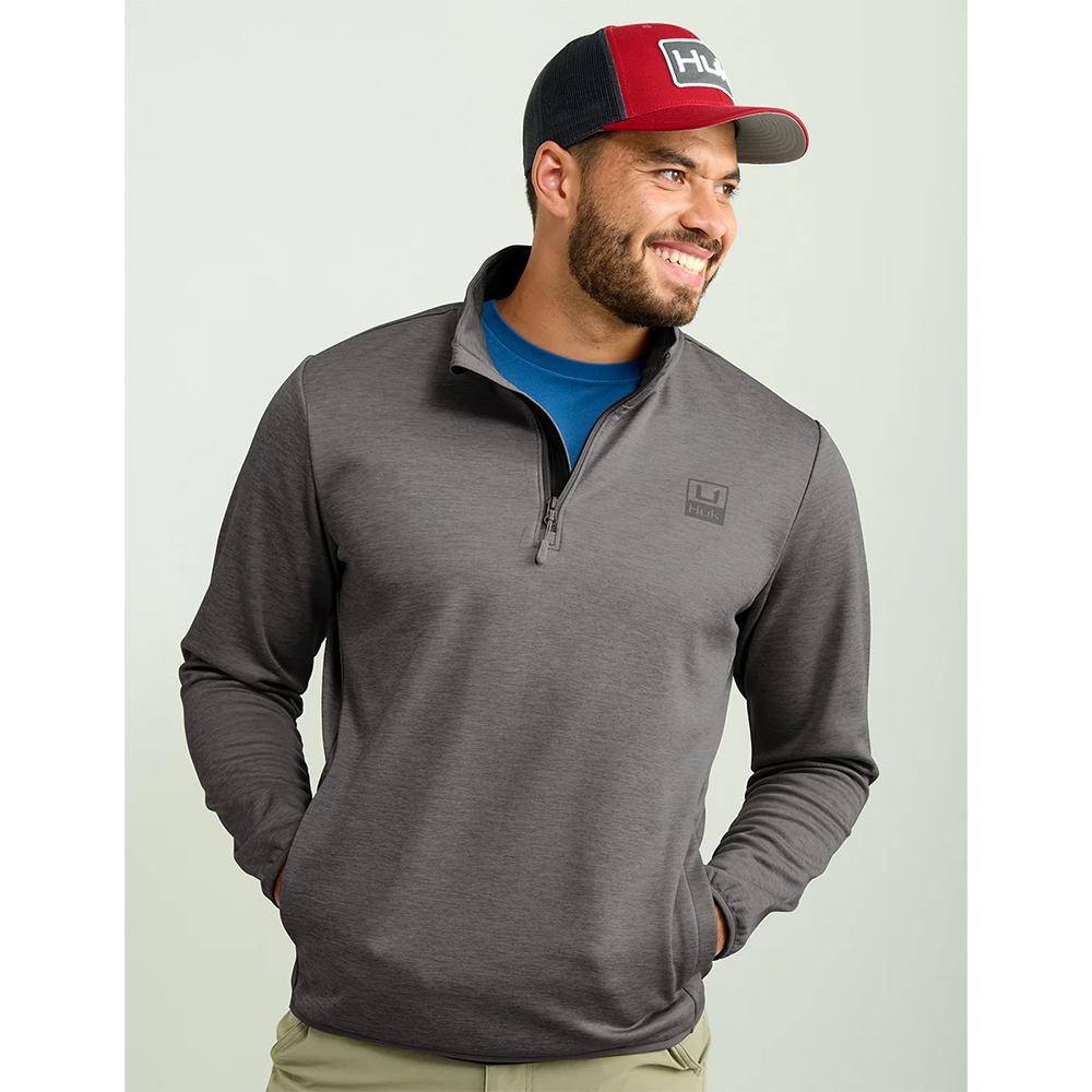 Huk Performance 1/4 Zip Long Sleeve Shirt Coldfront Volcanic Ash Heather 2XL