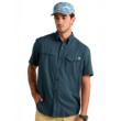 Huk Tide Point Short Sleeve Button Down Shirt Sea Storm S
