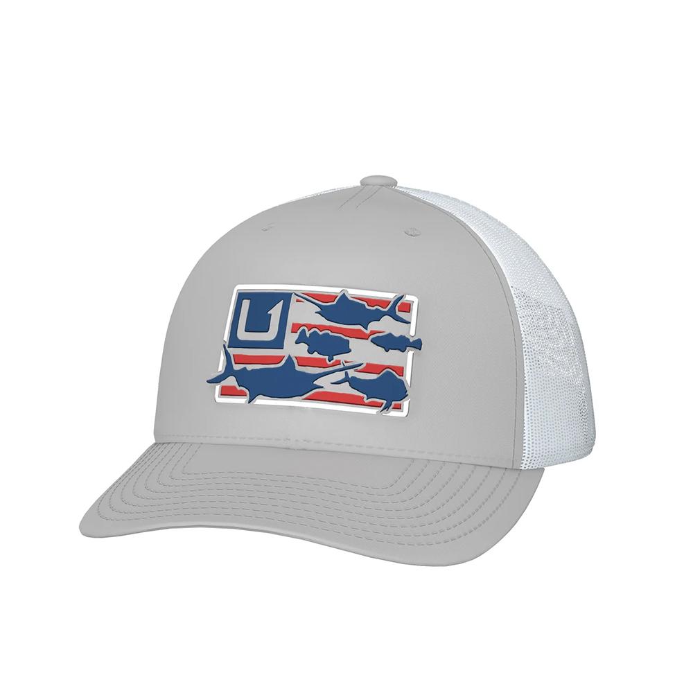 Huk Light Grey Trophy Flag Trucker Hat