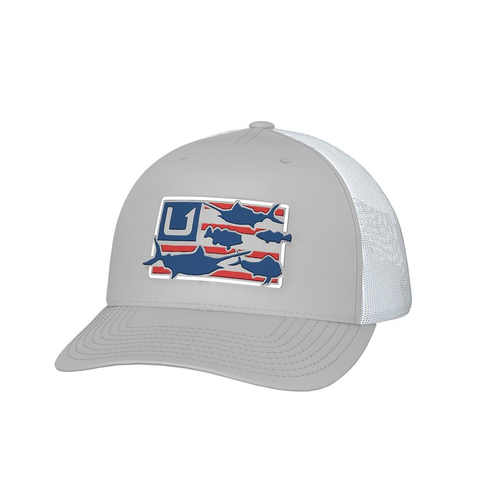 Huk Light Grey Trophy Flag Trucker Hat