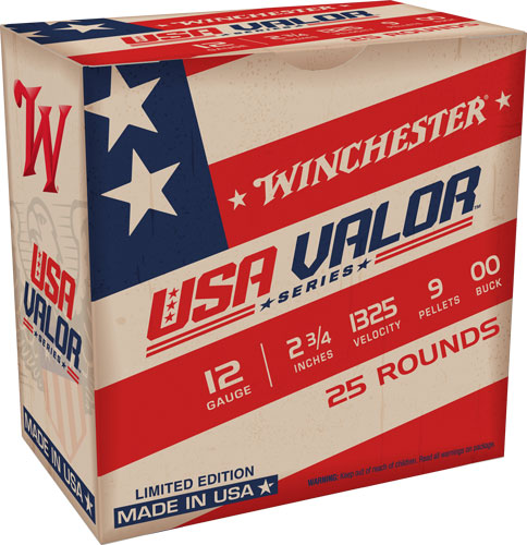 Winchester 12 Gauge Shotgun Ammo USA Valor 9 Pellets 2.75 in 1-1/8 oz 00 Buck