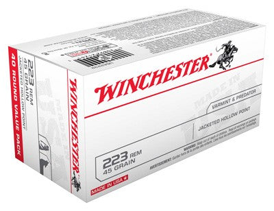 Winchester .223 Remington USA 45 grain Jacketed Hollow Point ammunition