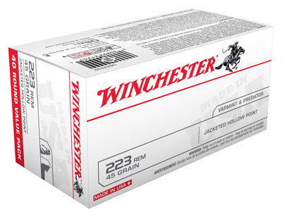 Winchester .223 Remington USA 45 grain Jacketed Hollow Point ammunition