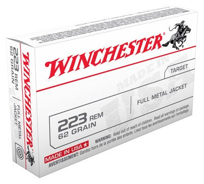 Winchester USA Full Metal Jacket 62 Grain .223 Remington 3100 fps 020892213135