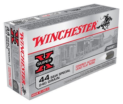 Winchester USA Super X Cowboy Action Lead Flat Nose 240 Grain .44 S&W Special 750 fps 020892213593