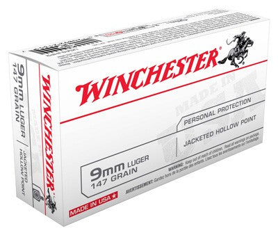 Winchester USA Jacketed Hollow Point 147 Grain 9mm Luger/Parabellum 990 fps 020892213517
