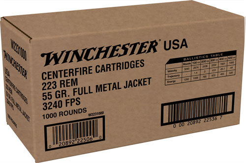 Winchester .223 Remington USA Lake City 55 grain Full Metal Jacket ammunition