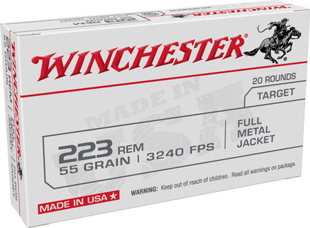 Winchester USA Full Metal Jacket 55 Grain .223 Remington 3240 fps 020892213111