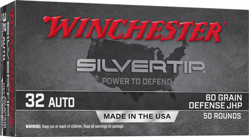 Winchester .32 ACP Silvertip 60 grain Jacketed Hollow Point ammunition