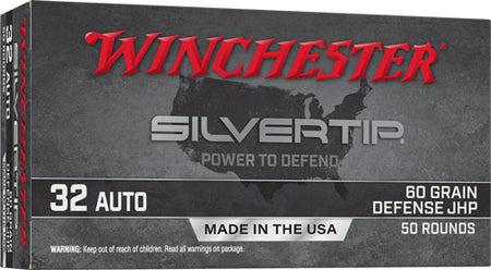 Winchester .32 ACP Silvertip 60 grain Jacketed Hollow Point ammunition