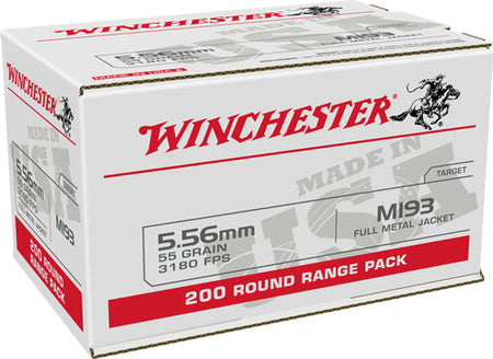 Winchester 5.56x45mm NATO USA White Box M193 55 grain Full Metal Jacket ammunition