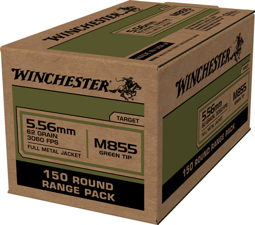 Winchester 5.56x45mm NATO M855 Green Tip Range Pack 62 grain Full Metal Jacket ammunition