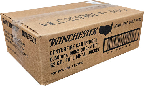 Winchester 5.56x45mm NATO M855 Green Tip Range Pack 62 grain Full Metal Jacket ammunition