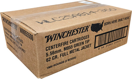 Winchester 5.56x45mm NATO M855 Green Tip Range Pack 62 grain Full Metal Jacket ammunition