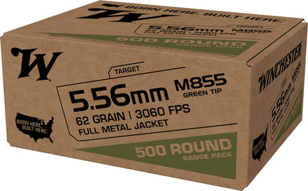 Winchester 5.56x45mm NATO M855 Green Tip Range Pack 62 grain Full Metal Jacket ammunition