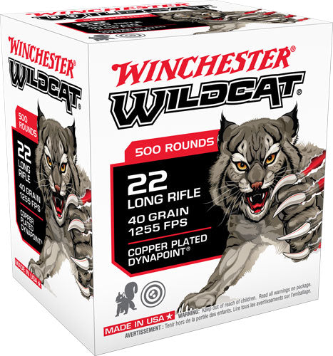 Winchester Wildcat Copper Plated DynaPoint 40 Grain .22 Long Rifle 1255 fps 020892104181