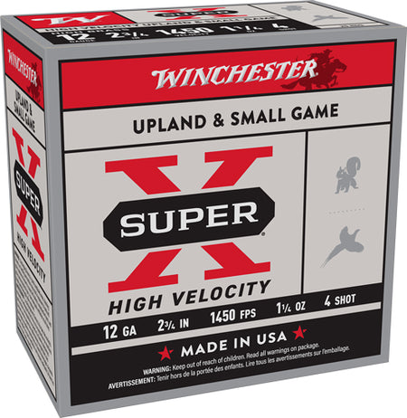 Winchester 12 Gauge Shotgun Ammo Super X High Velocity 2.75 in 1-1/4 oz #4