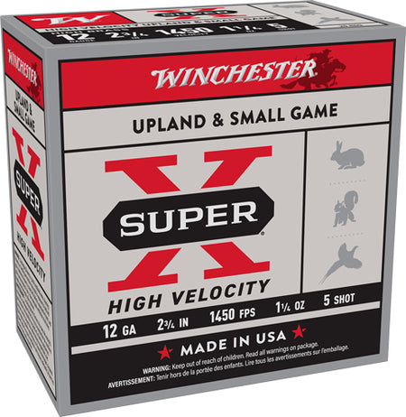 Winchester X12HV5 Super X High Velocity 12 Gauge 2.75" 1-1/4oz 5 Shot 1450 fps 020892027671