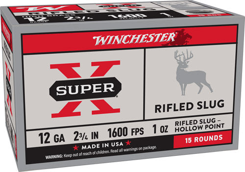 Winchester X12RS15VP Super X Rifled Slug Hollow Point 12 Gauge 2.75" 1oz Rifled Slug 1600 fps 020892013452