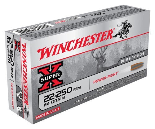 Winchester Super X Power-Point 64 Grain .22-250 Remington 3500 fps 020892215115