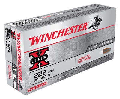 Winchester .222 Remington Super X 50 grain Jacketed Soft Point ammunition