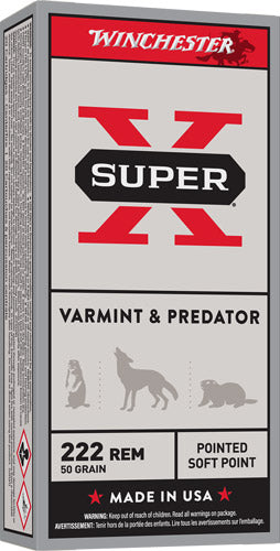 Winchester .222 Remington Super X 50 grain Jacketed Soft Point ammunition