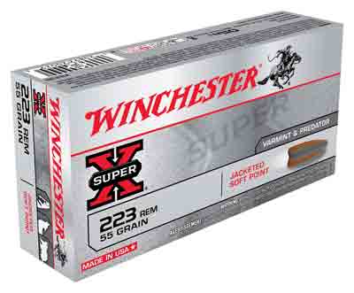 Winchester Super X Jacketed Soft Point 55 Grain .223 Remington 3240 fps 020892200296