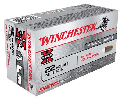 Winchester .22 Hornet Super-X 46 grain Jacketed Hollow Point ammunition