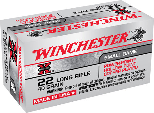 Winchester .22 Long Rifle Super-X Power-Point 40 grain Plated Hollow Point ammunition