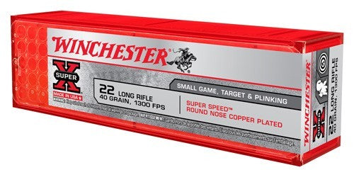Winchester Super Speed Super X Super Speed Round Nose Copper Plated 40 Grain .22 Long Rifle 1300 fps 020892102002