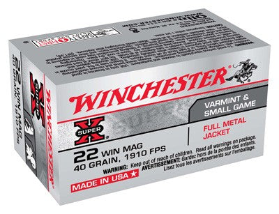 Winchester Super-X Rimfire Ammo 22 WMR 40 grain Full Metal Jacket (FMJ)