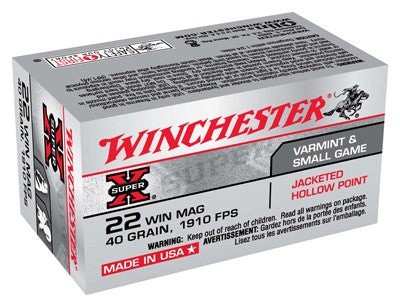 Winchester Super-X Rimfire Ammo 22 Mag Jacketed Hollow Point (JHP) 40 grain