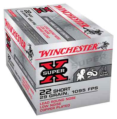 Winchester .22 Short Super X 29 grain Lead Round Nose Low Noise Copper Plated ammunition