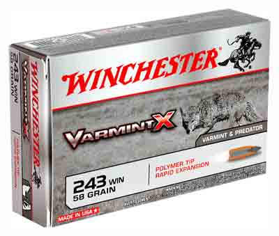 Winchester Varmint X Polymer Tip Rapid Expansion 58 Grain .243 Winchester 3850 fps 020892220010