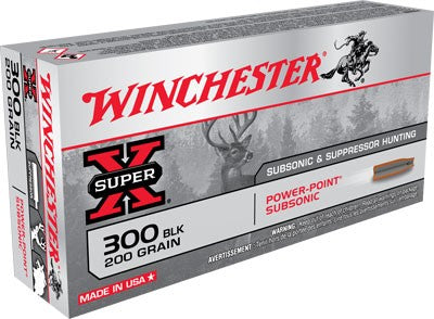 Winchester .300 AAC Blackout Super X 200 grain Power-Point Subsonic ammunition