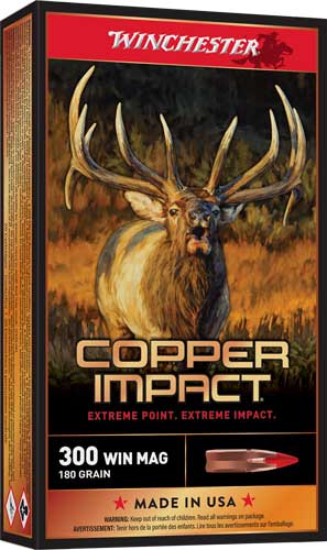 Winchester Copper Impact Copper Extreme Point Lead-Free 180 Grain .300 Winchester Mag 2950 fps 020892231337