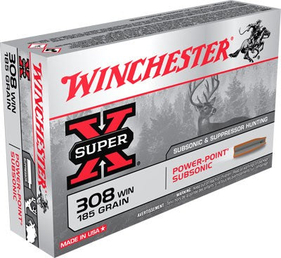 Winchester .308 Win / 7.62x51mm Super X 185 grain Power-Point Subsonic ammunition