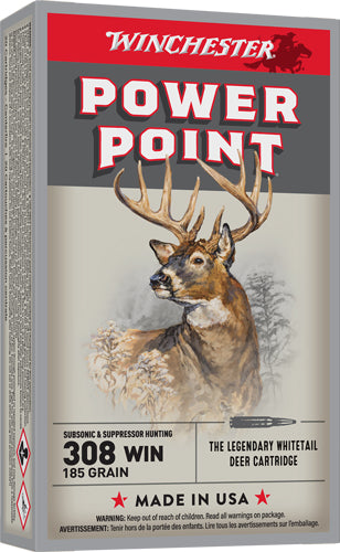 Winchester .308 Win / 7.62x51mm Super X 185 grain Power-Point Subsonic ammunition