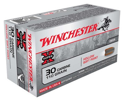 Winchester .30 Carbine Super X 110 grain Hollow Soft Point ammunition